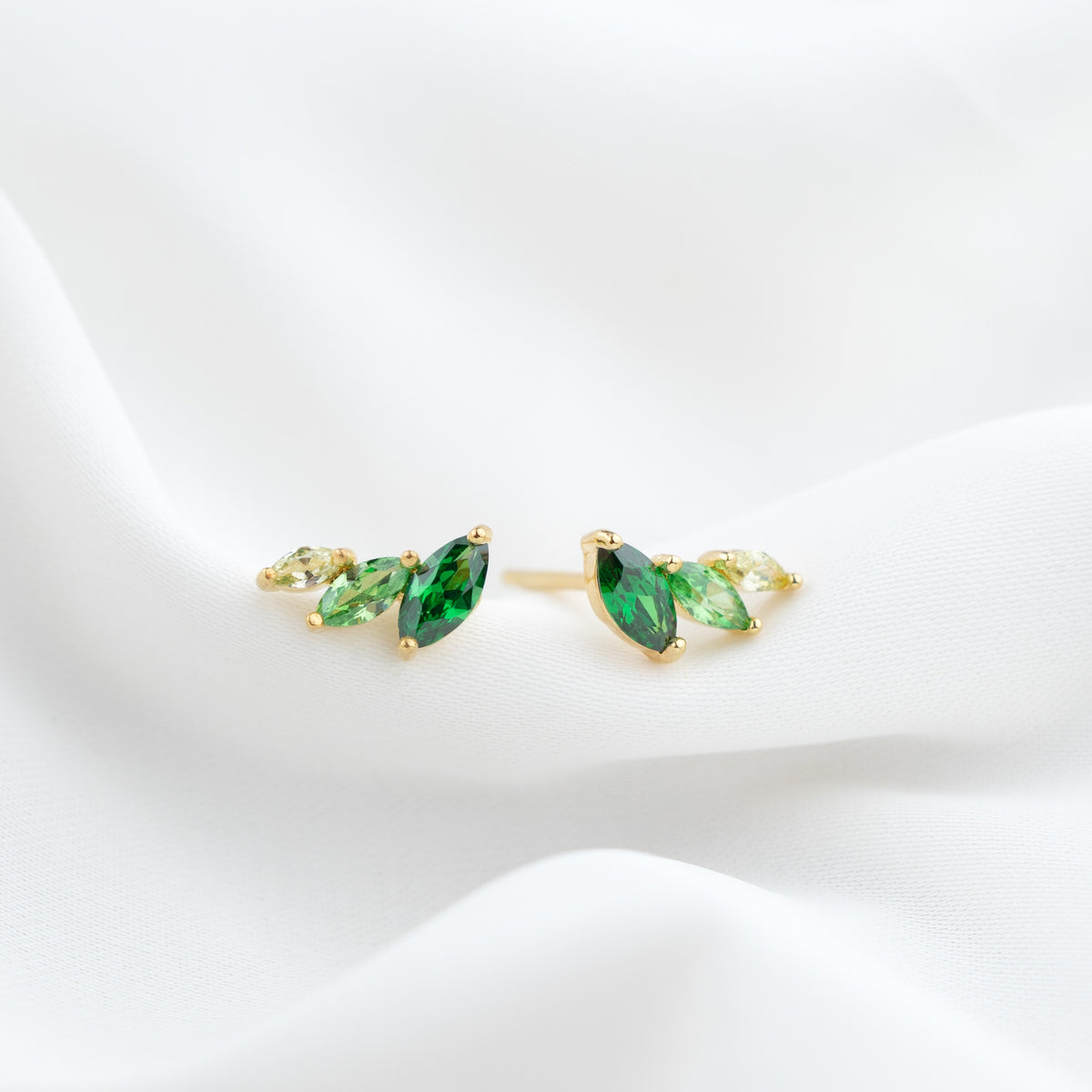 Emerald Delicate Marquise Diamonds Stud