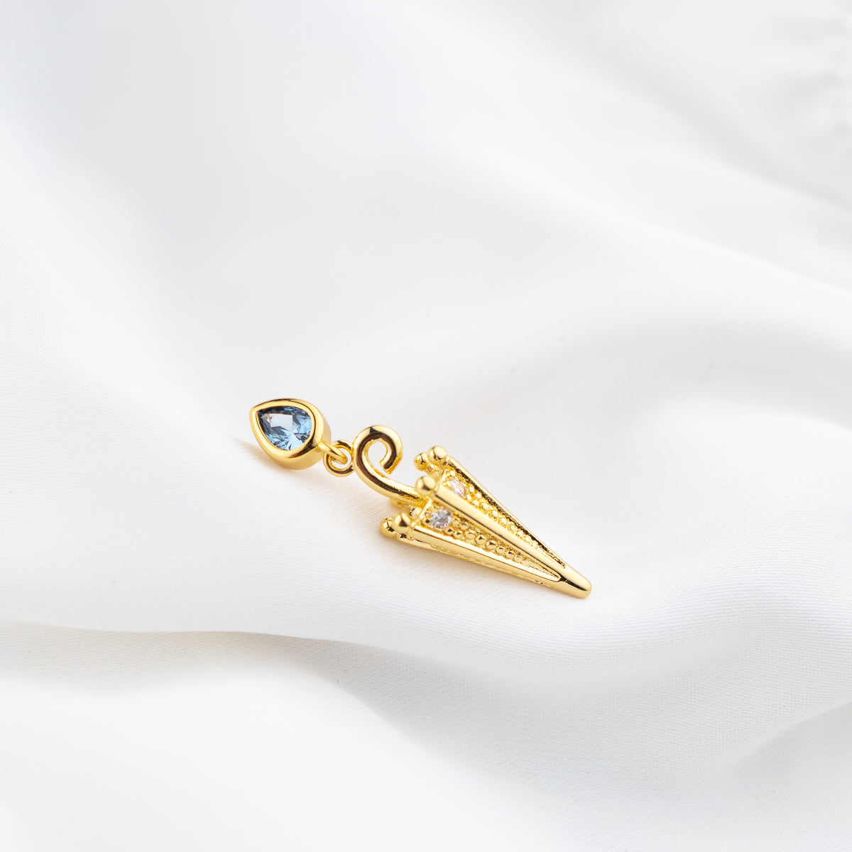 Blue Rain Umbrella Earpin