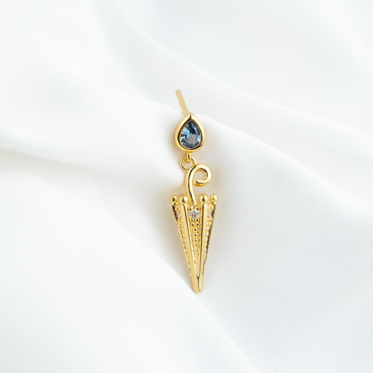 Blue Rain Umbrella Earpin