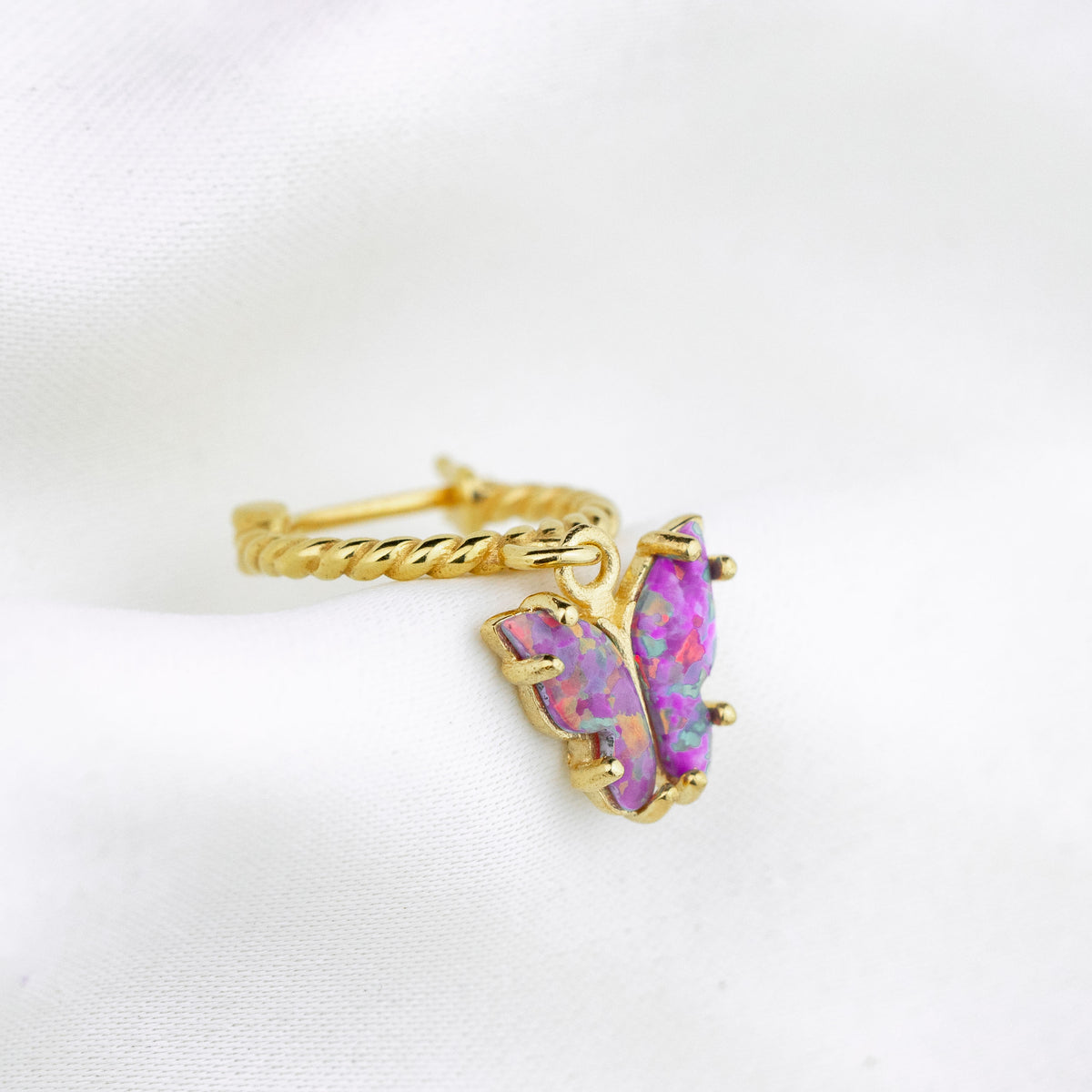 Purple Opal Wings Butterfly Earring