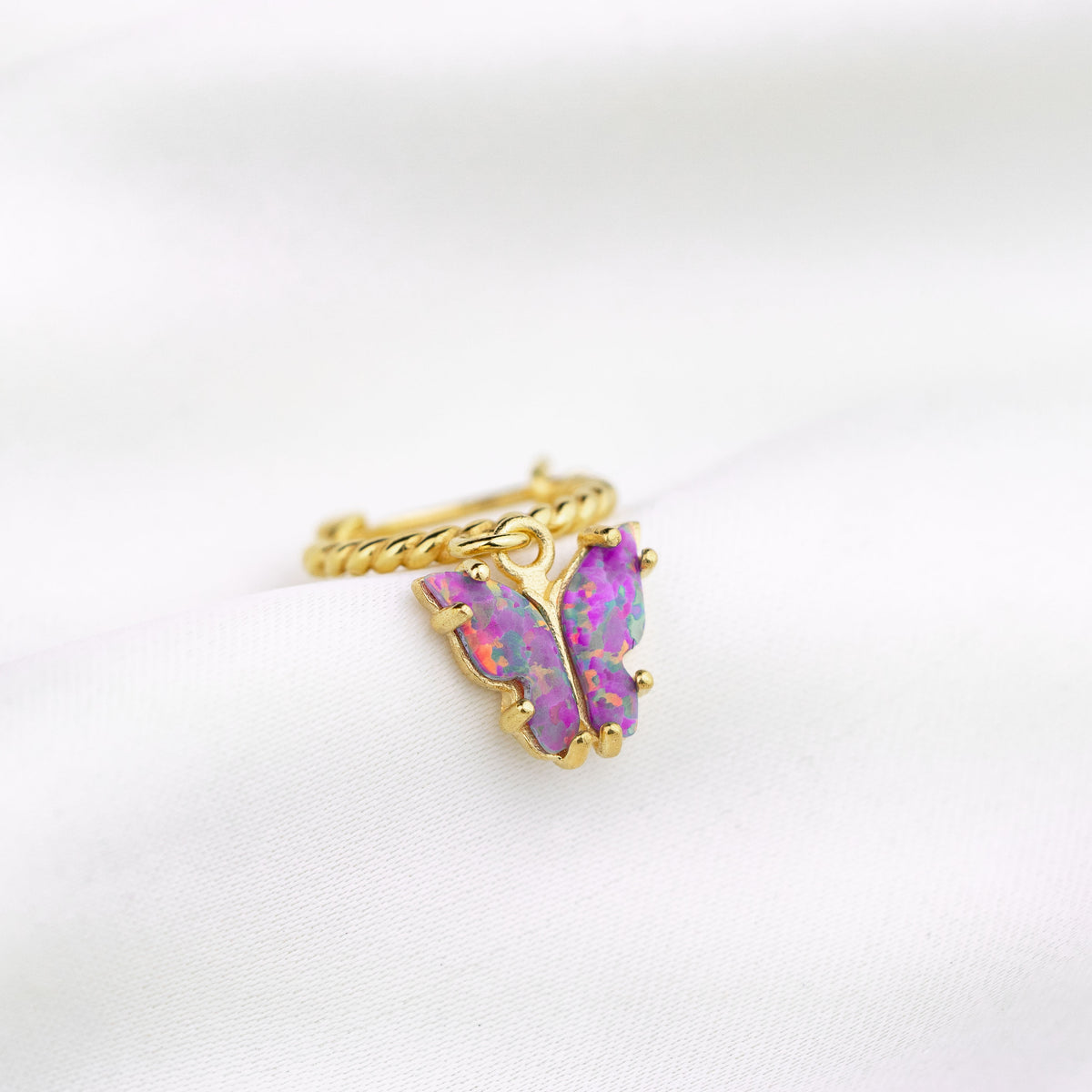 Purple Opal Wings Butterfly Earring