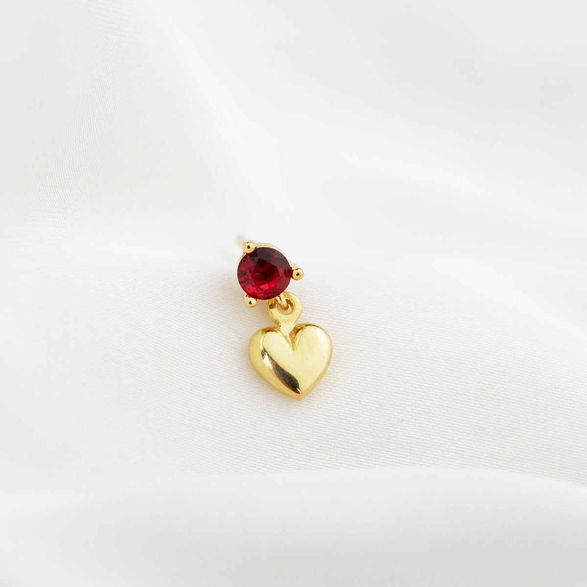 Ruby Diamond Earpin Heart