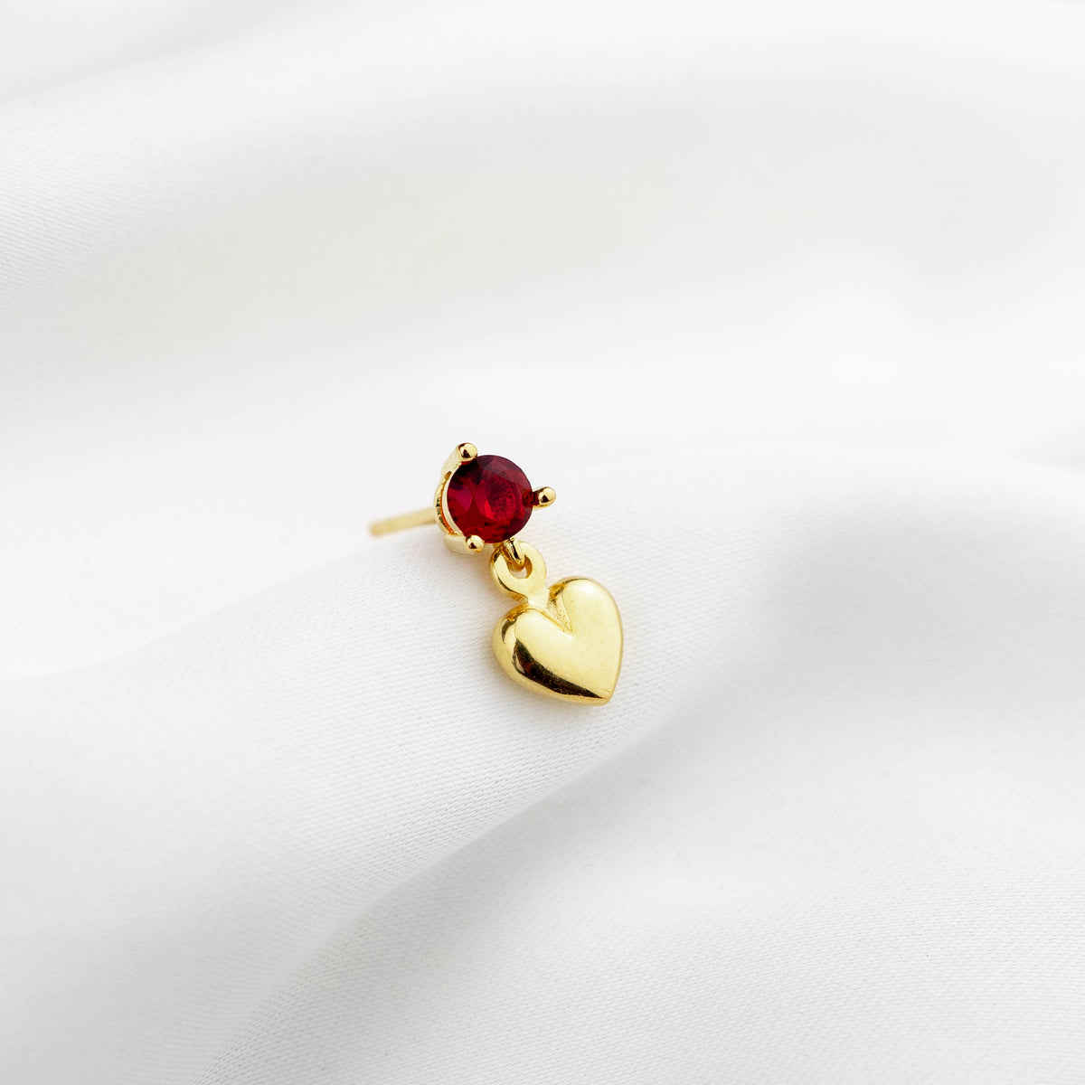 Ruby Diamond Earpin Heart