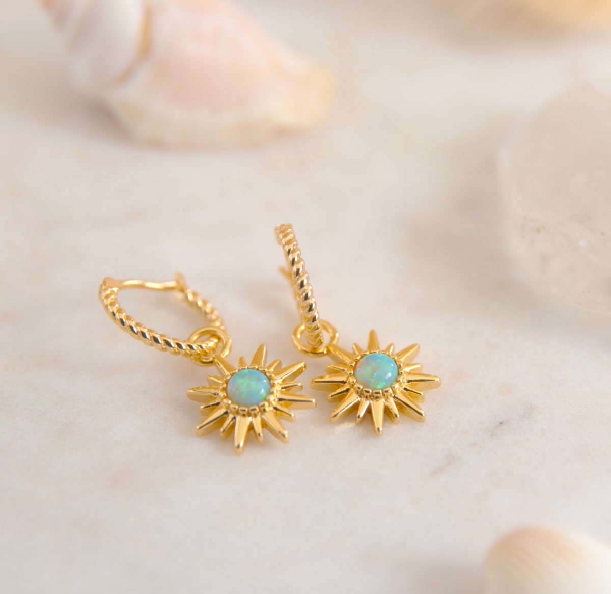 Bohemian Green Opal Sun Earring