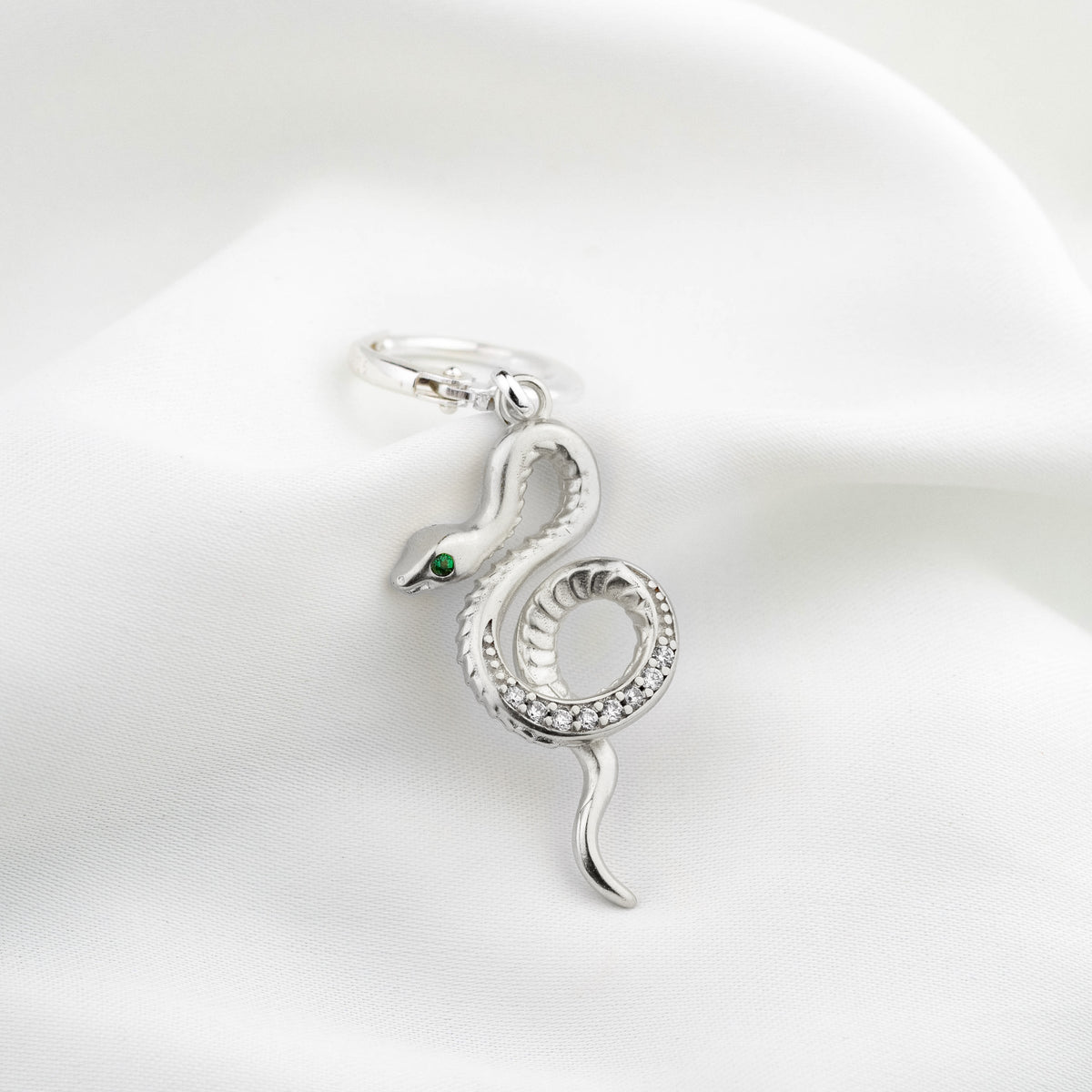 Silver Curling Snake Earring