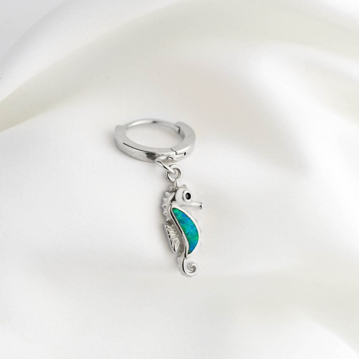 Silver Opal Seahorse Earring