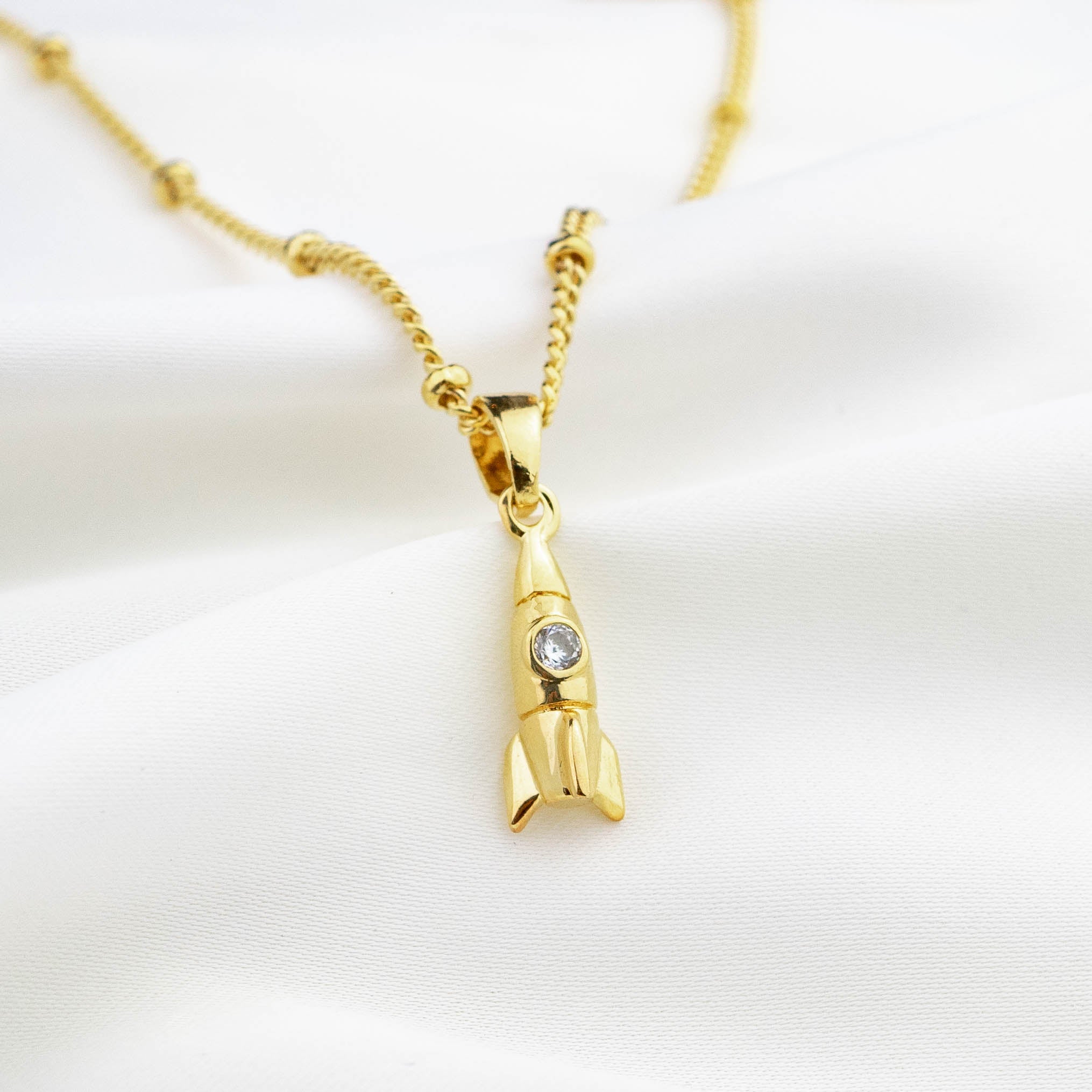 アクセサリー liquid oval roket pendant Sparkly Rocketship Necklace - Primrose Jewellery
