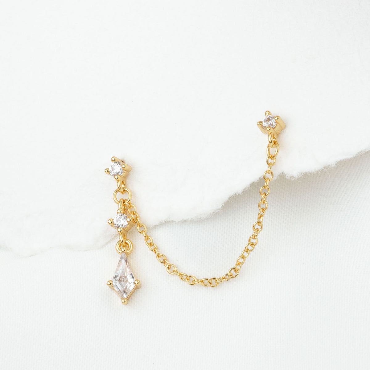 Diamond Drop Chain Earpin