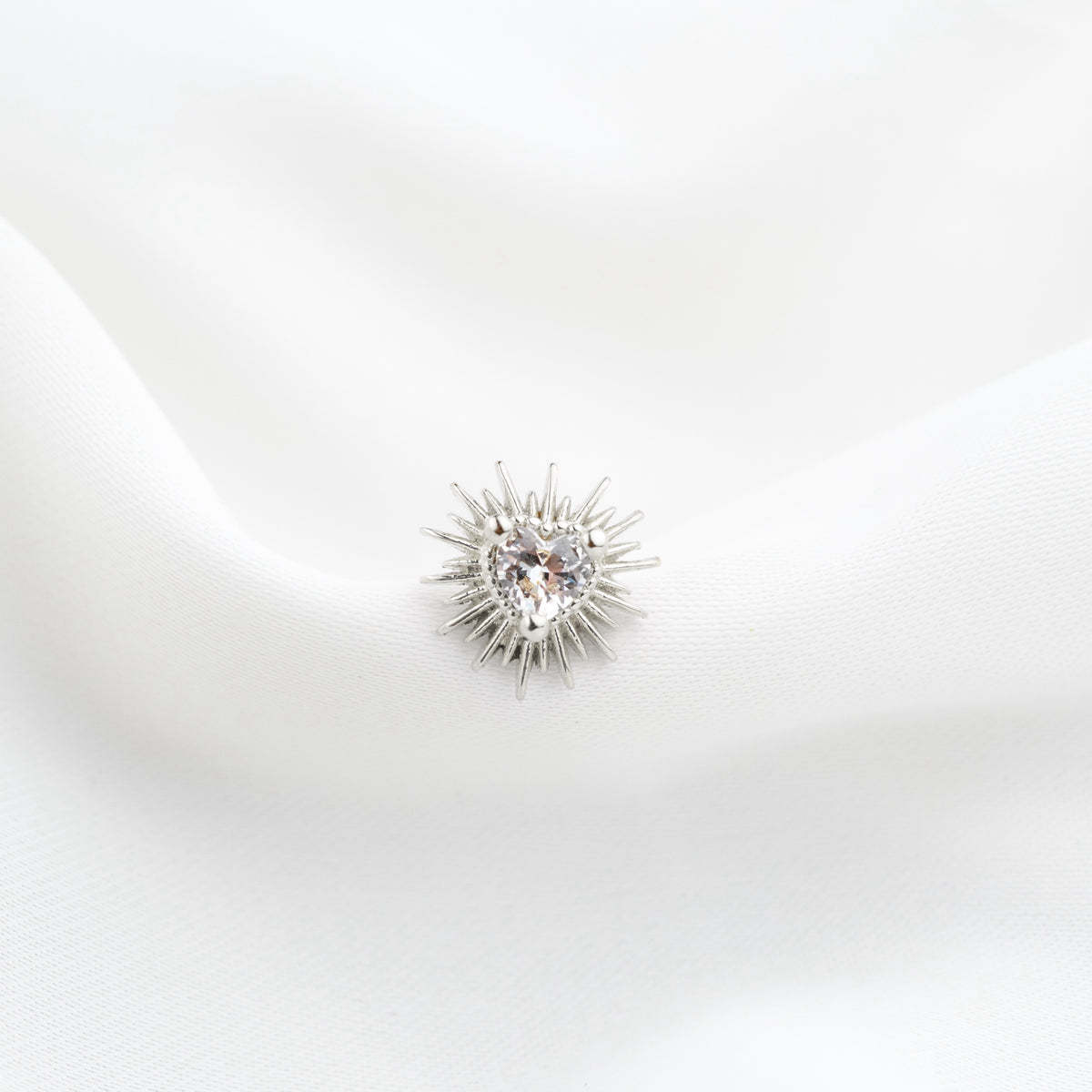 Silver Glowing Heart Stud