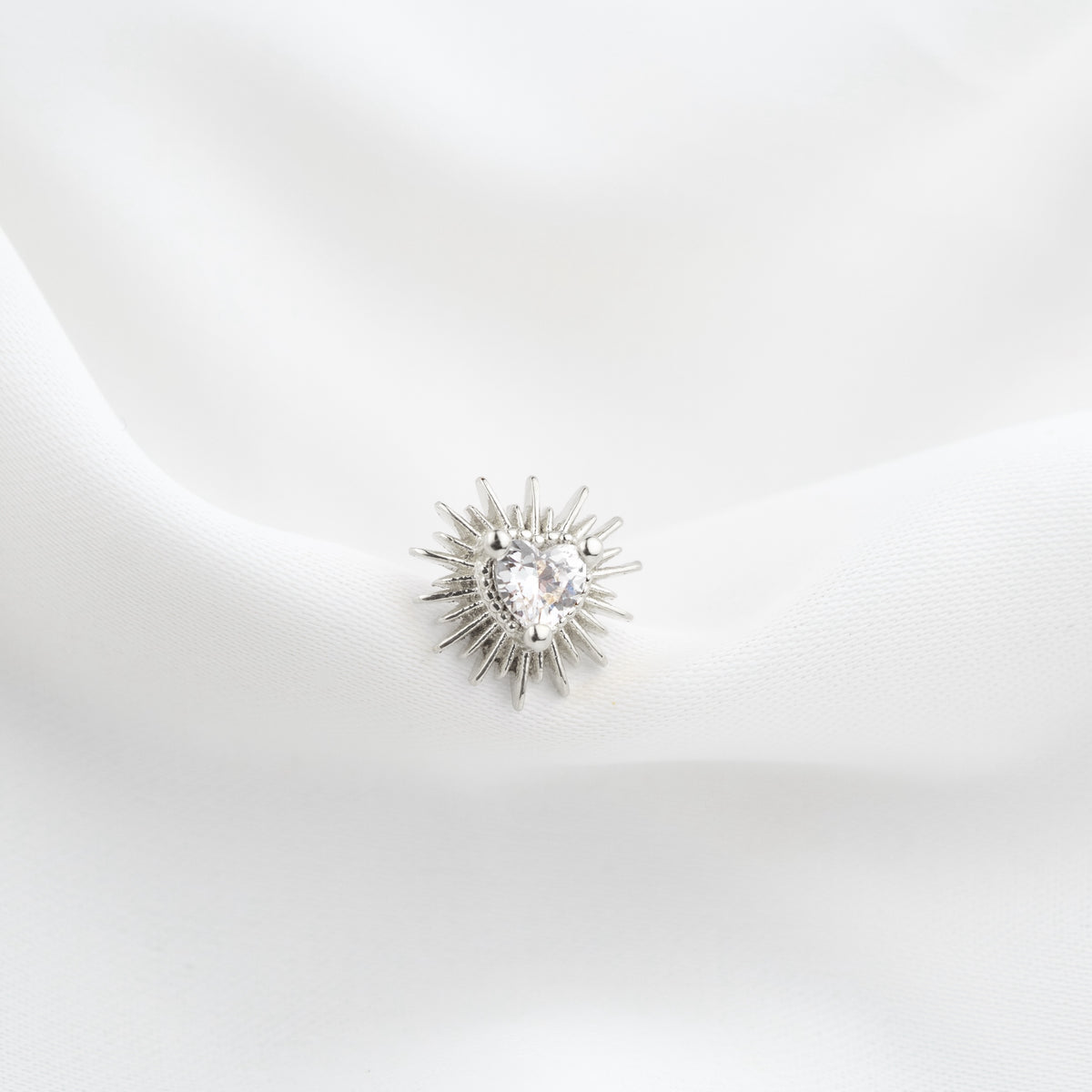 Silver Glowing Heart Stud