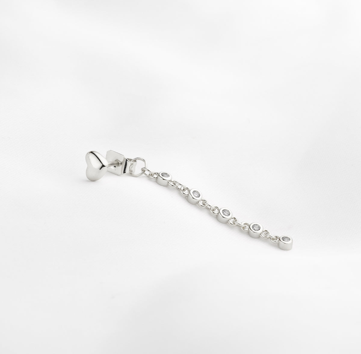 Silver Heart Sparkling Dangle Stud