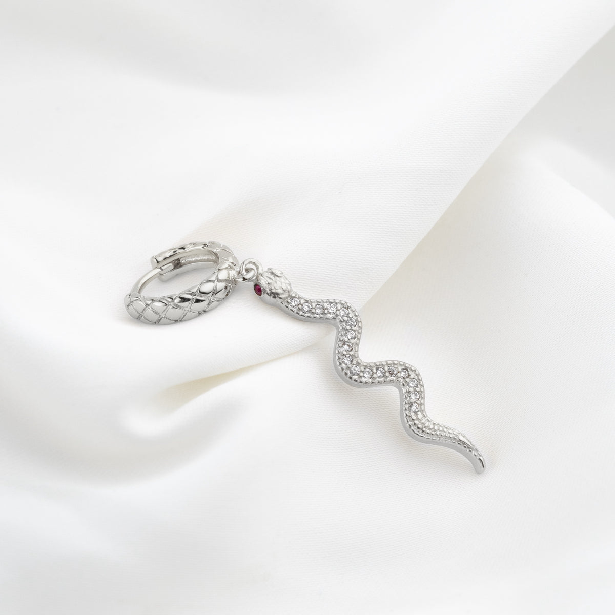 Silver Sparkling Snake Earring