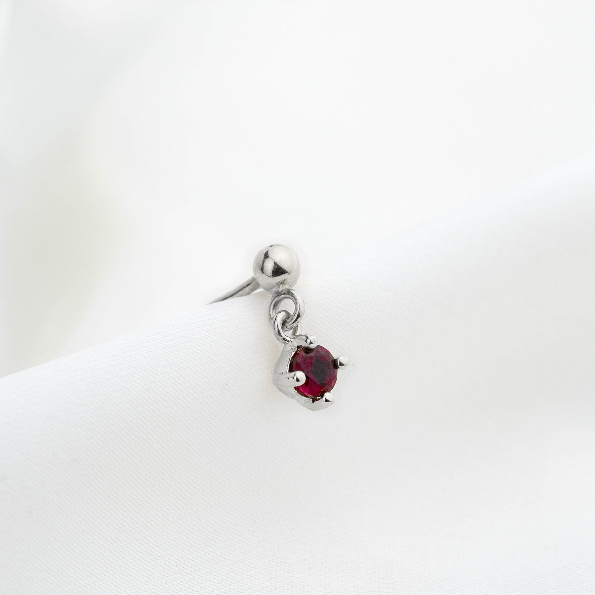 Silver Small Ruby Earpin