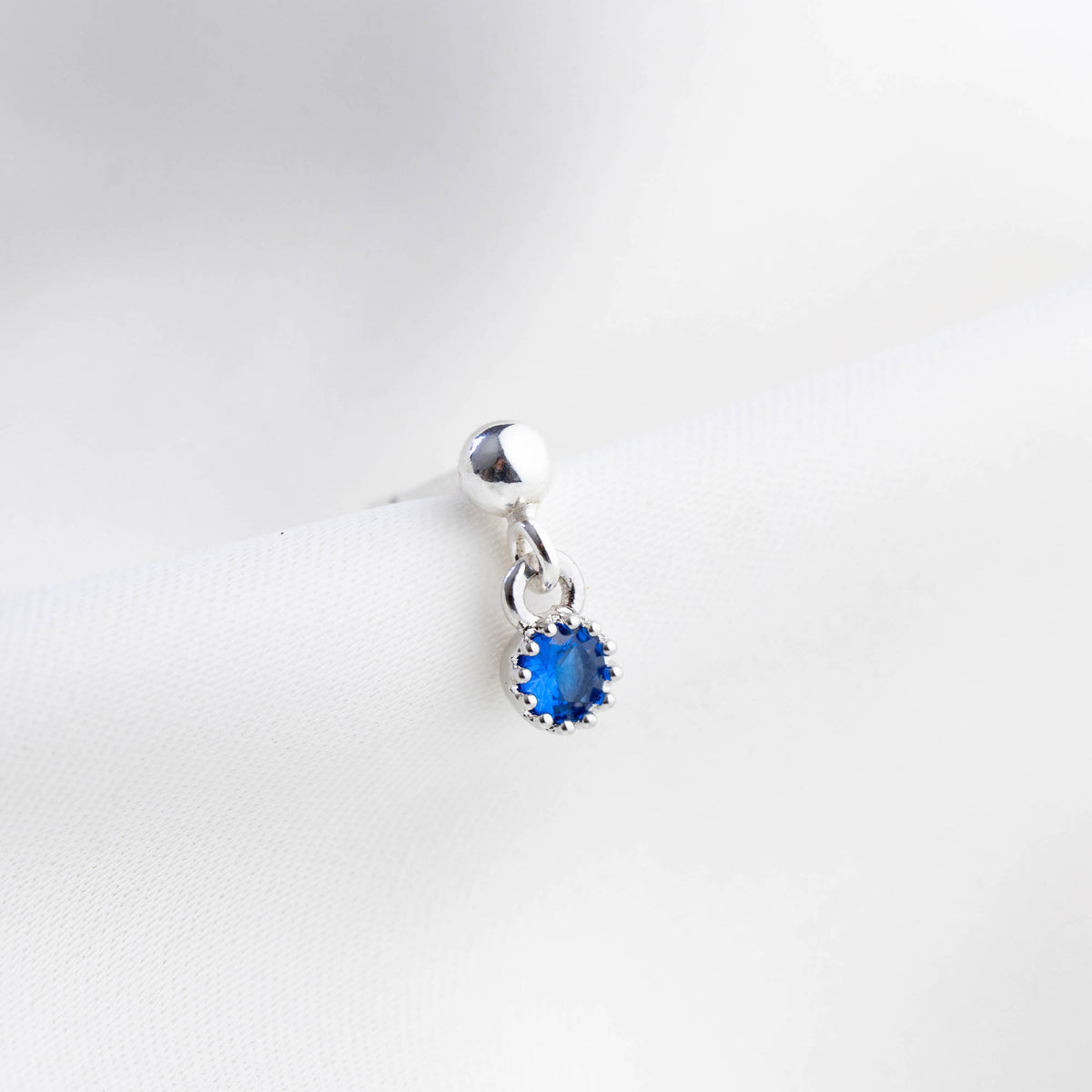 Silver Bohemian Blue Zirconia Earpin