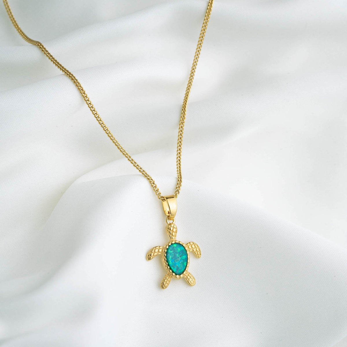 Bohemian Green Opal Turtle Necklace