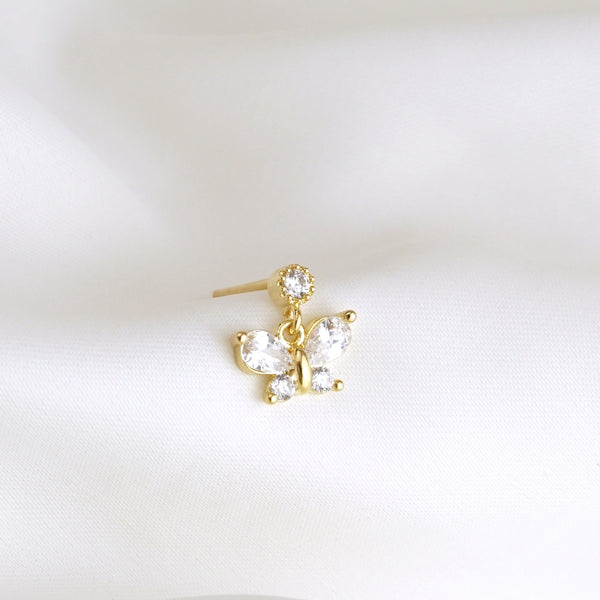 Small Diamond Butterfly Earpin - Primrose Jewellery