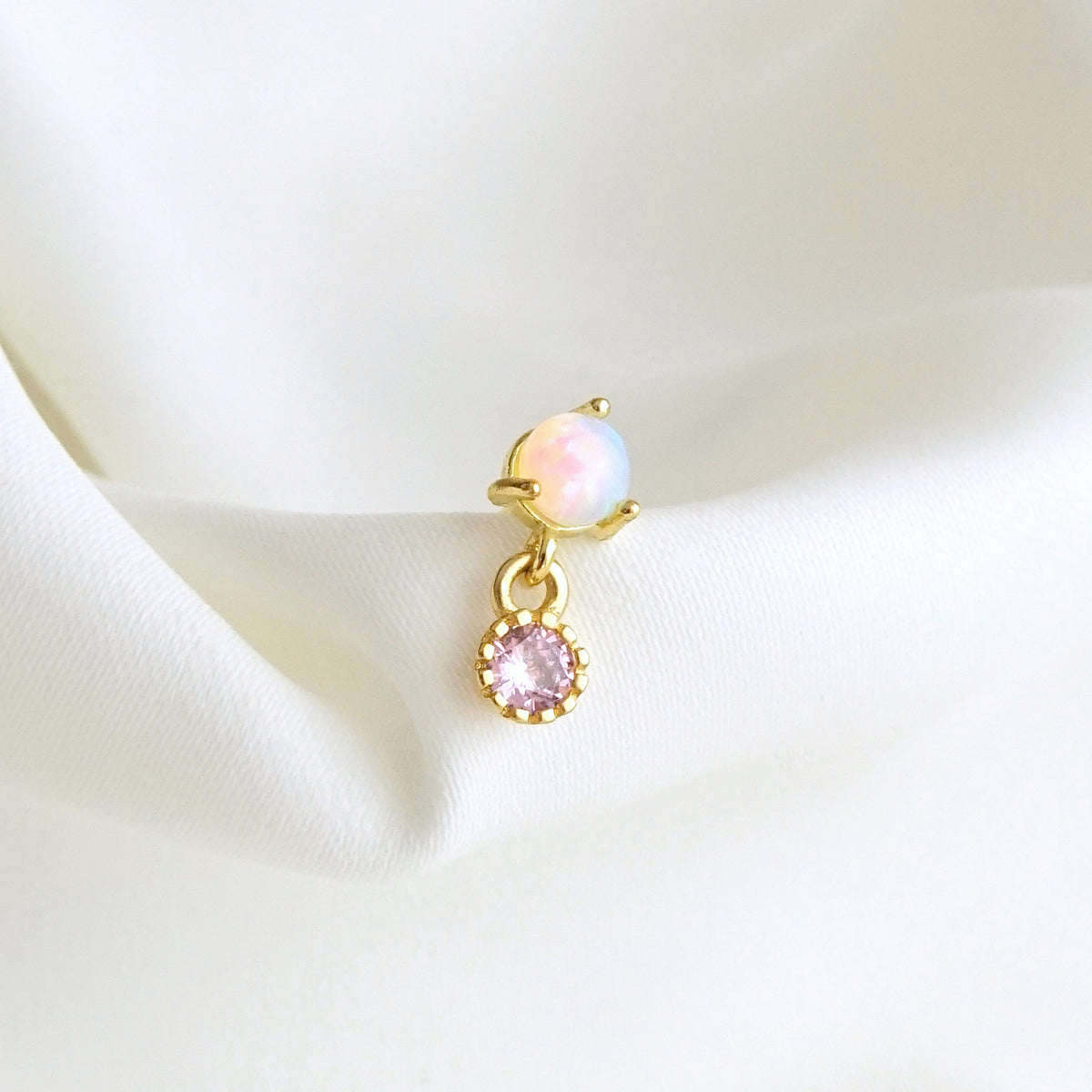 Opal Earpin Pink Diamond