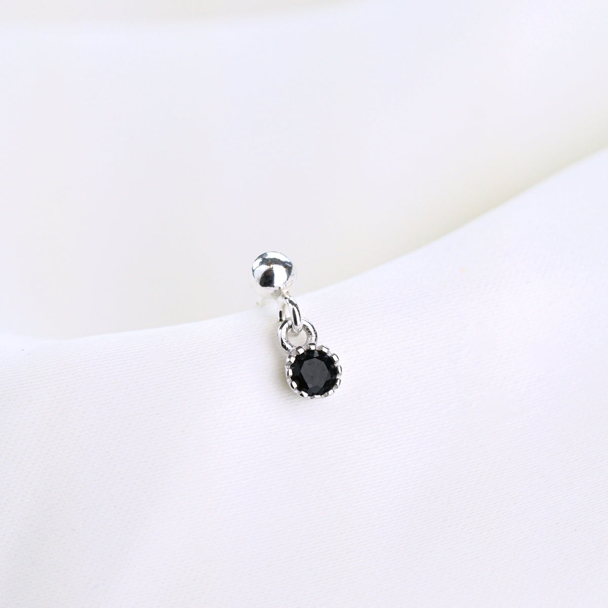 Silver Black Zirconia Earpin