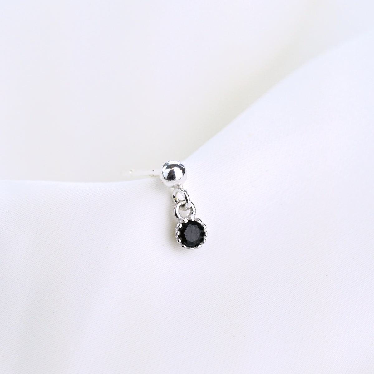 Silver Black Zirconia Earpin