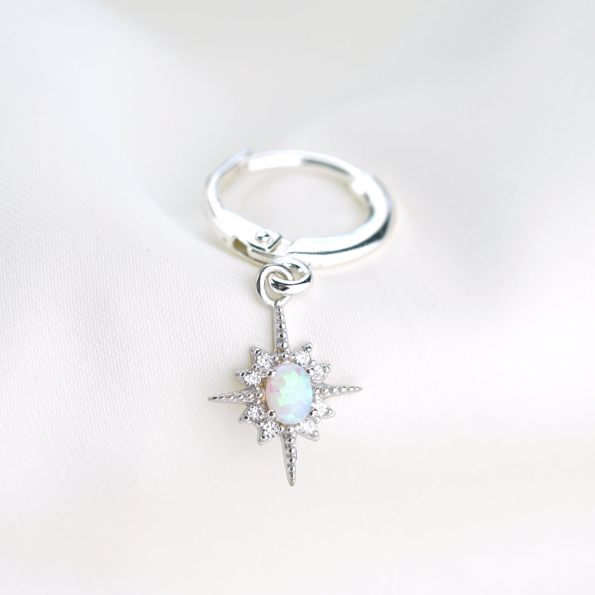 Silver Delicate Opal North Star Earring