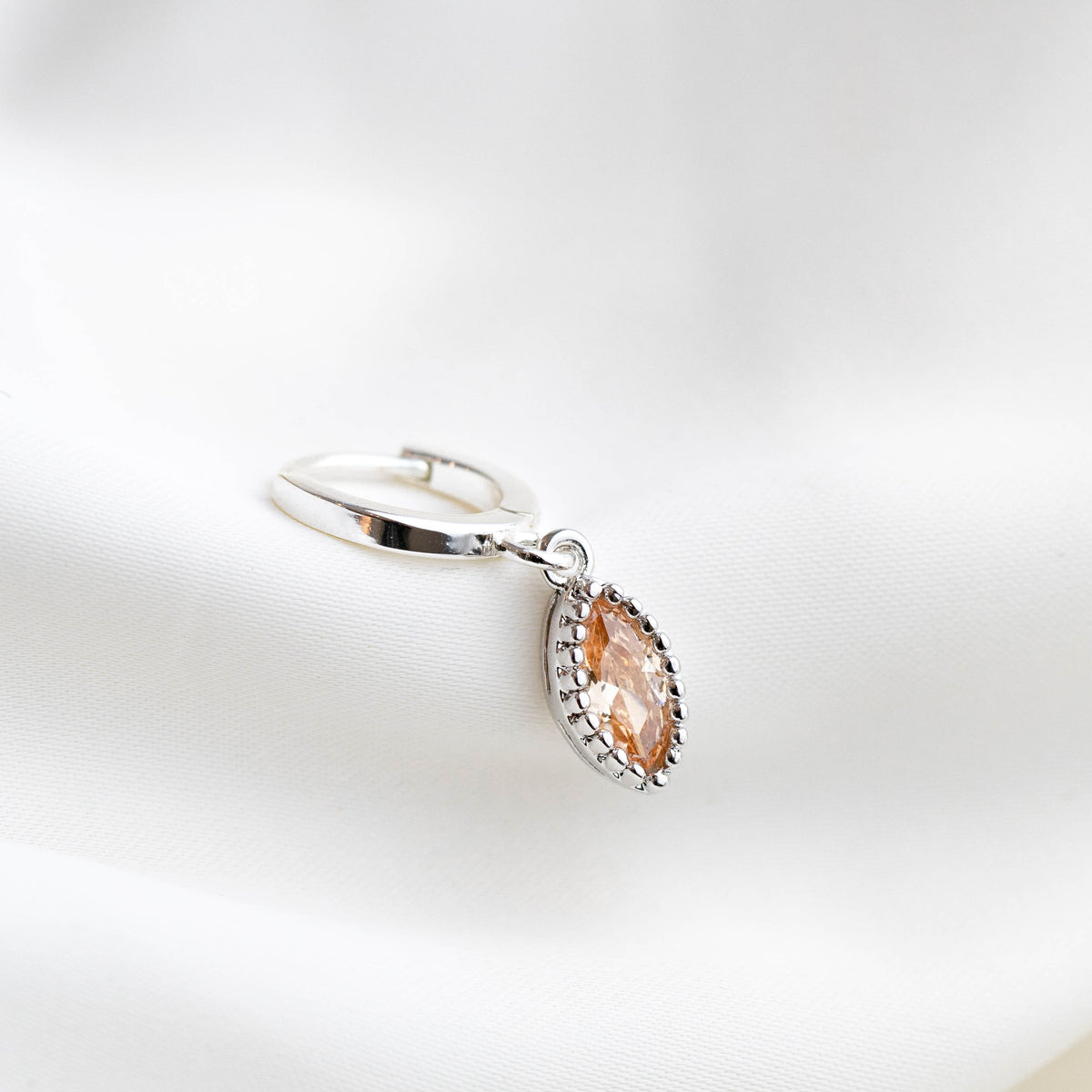 Silver Champagne Marquise Earring