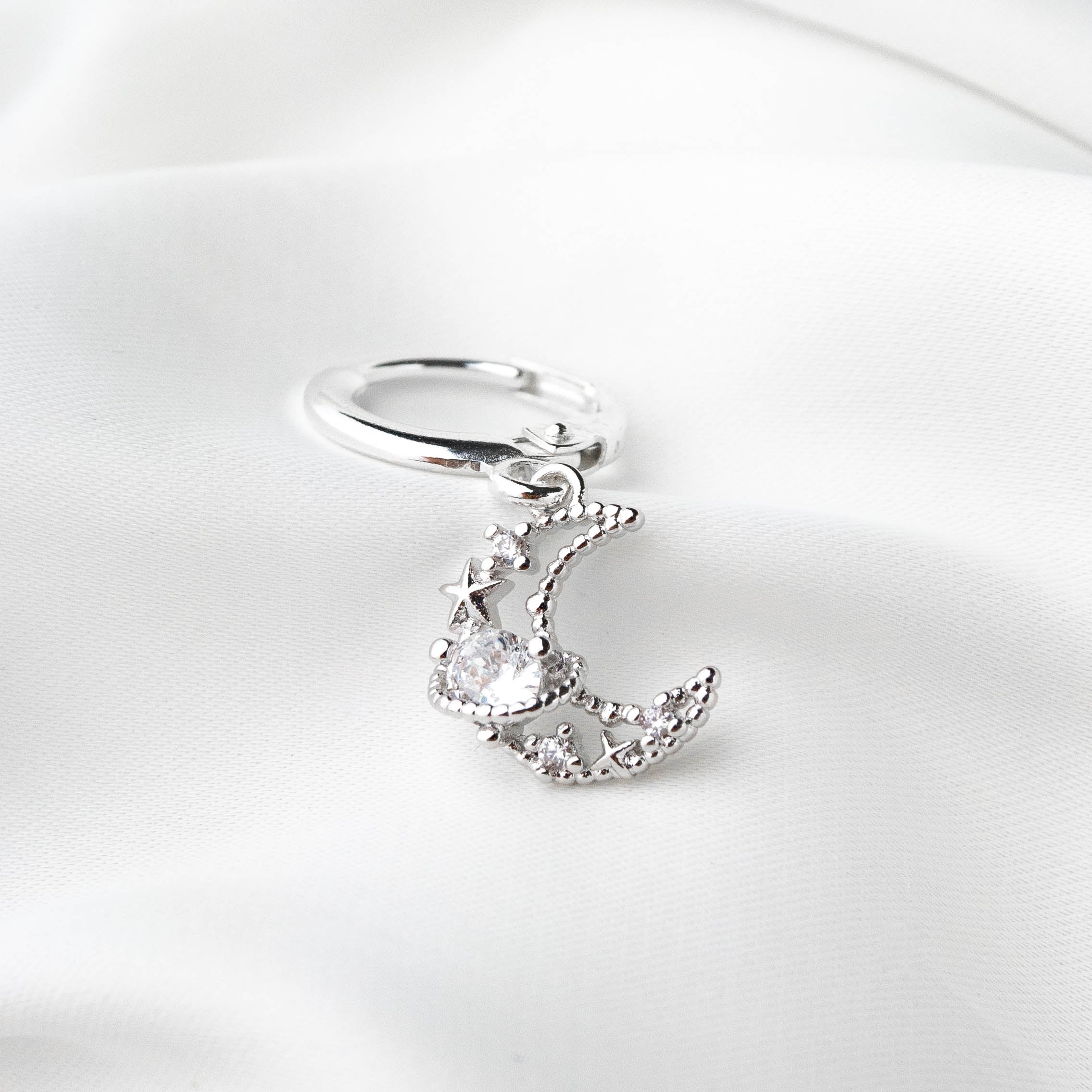 Silver Galaxy Moon Earring - Primrose Jewellery