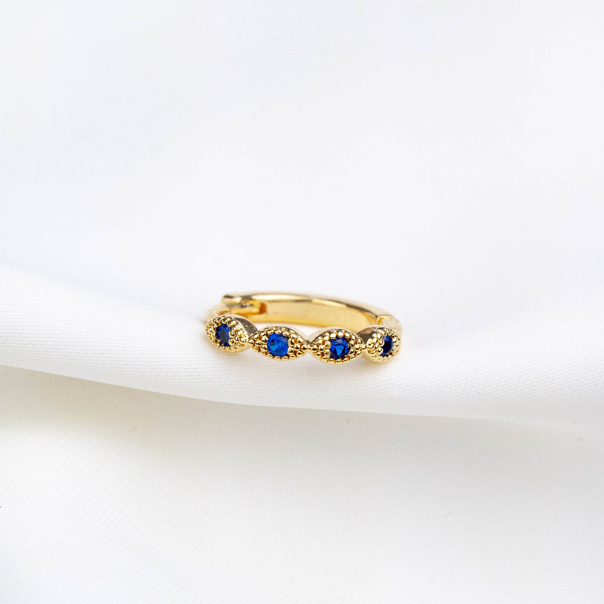 Sapphire Blue Delicate Cubic Hoop