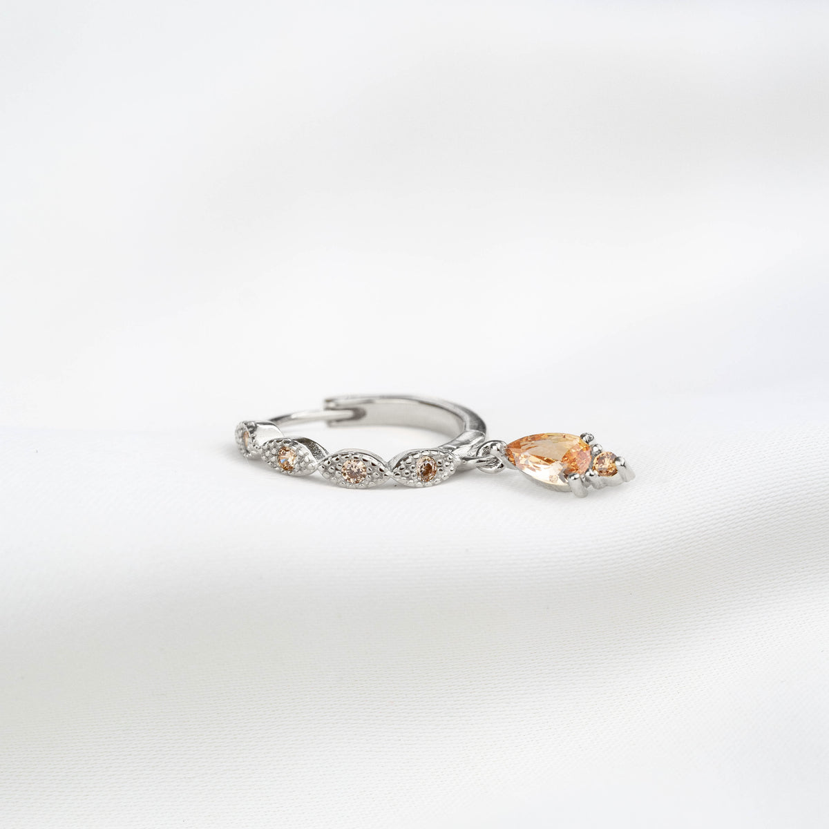 Silver Champagne Drop Delicate Cubic Hoop