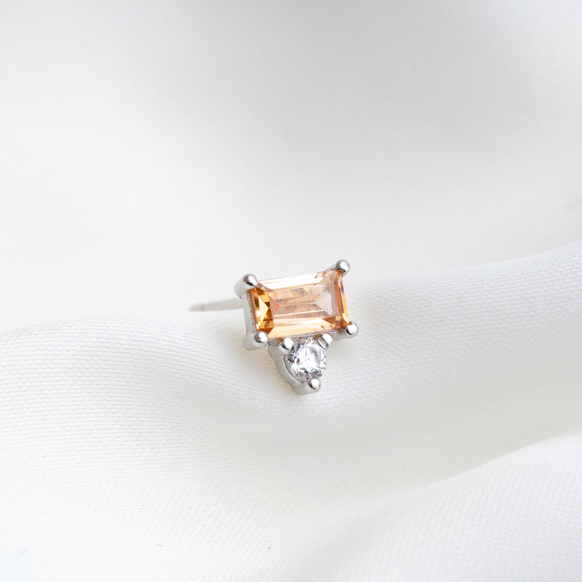 Silver Champagne Cubic Stud