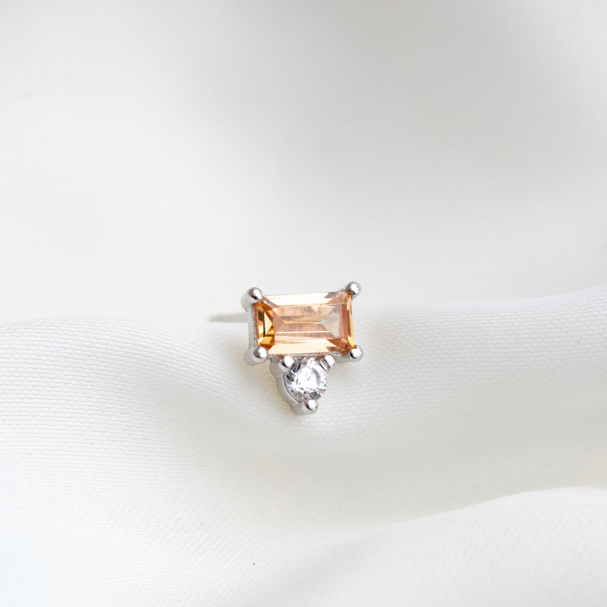 Silver Champagne Cubic Stud