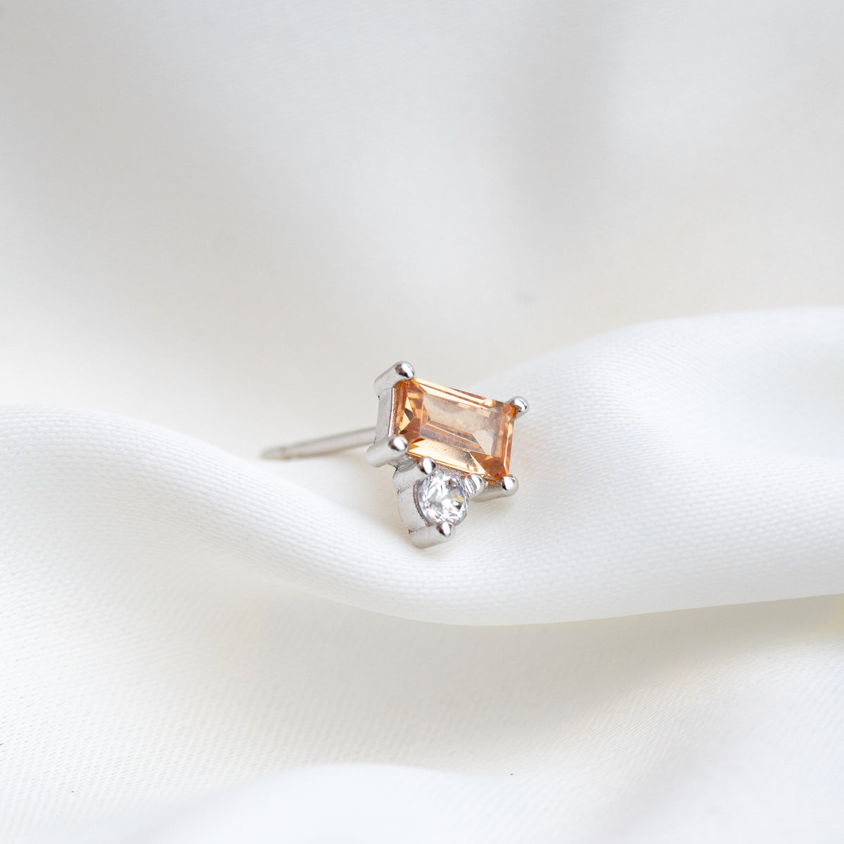 Silver Champagne Cubic Stud