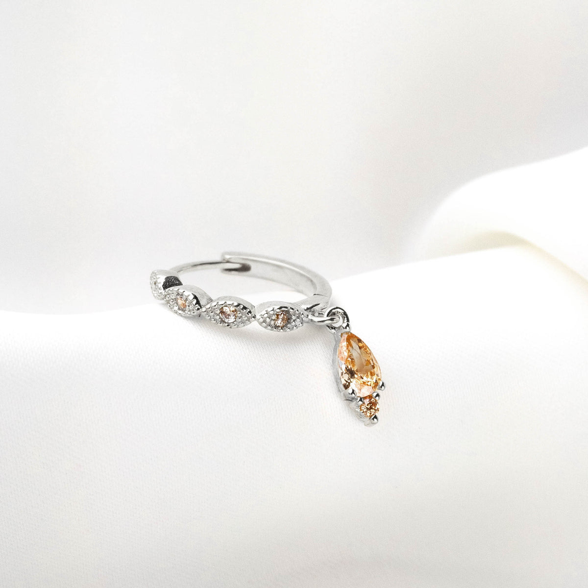 Silver Champagne Drop Delicate Cubic Hoop