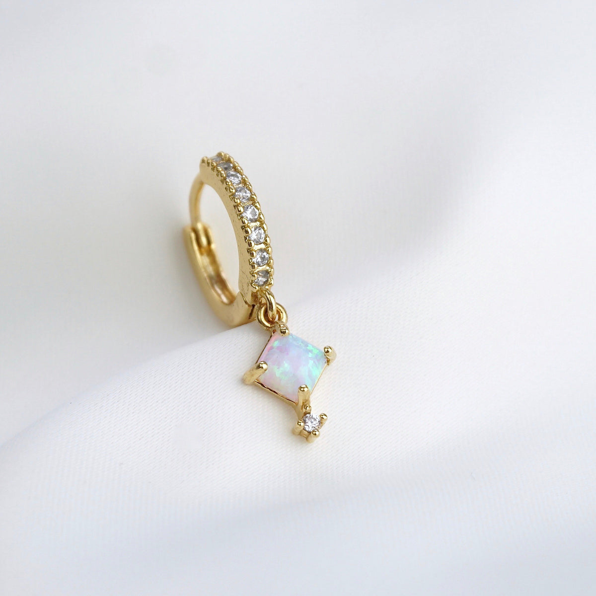 Cubic Opal Sparkling Hoop Earring