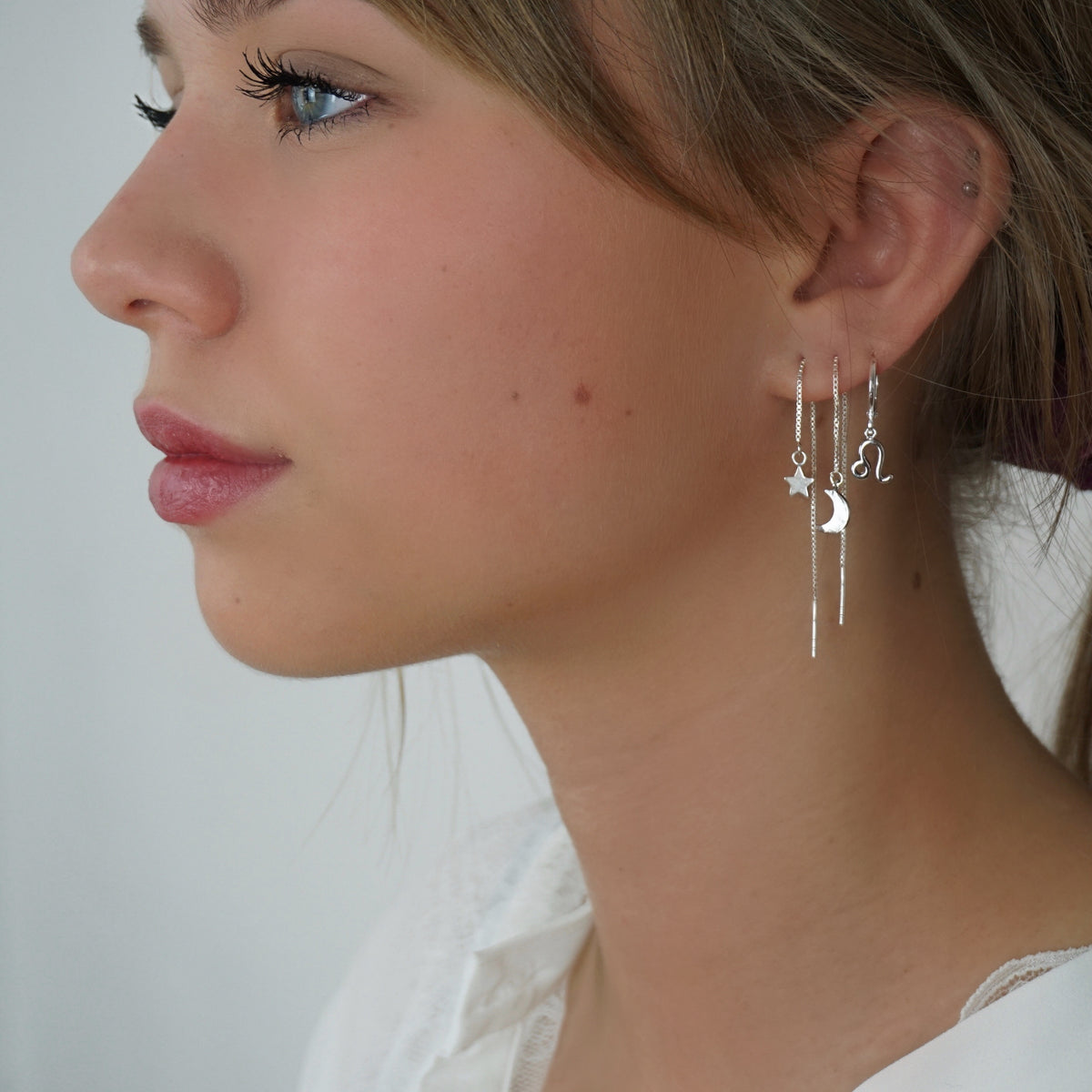 Silver Star Sign Earring