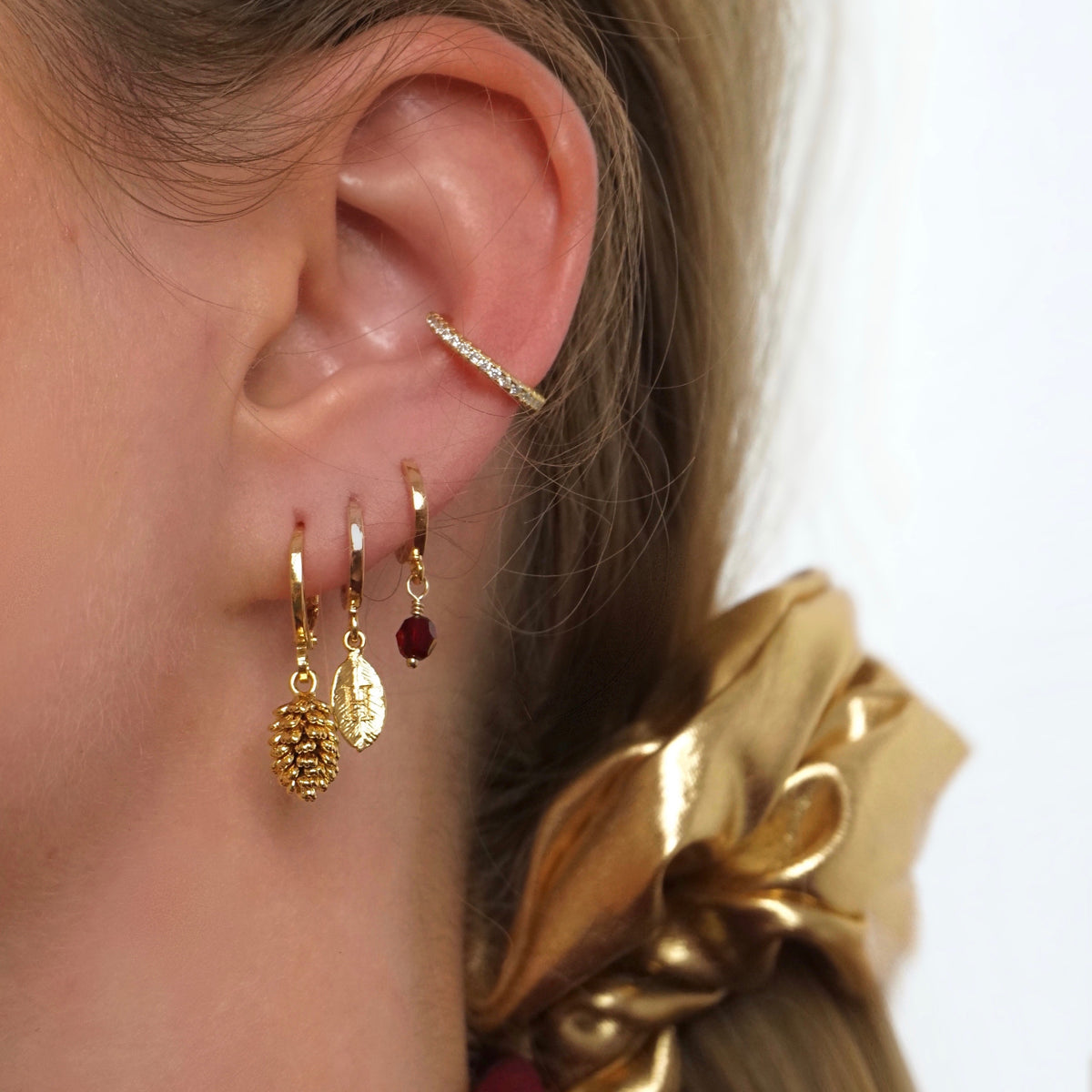 Golden Pine Cone Earring