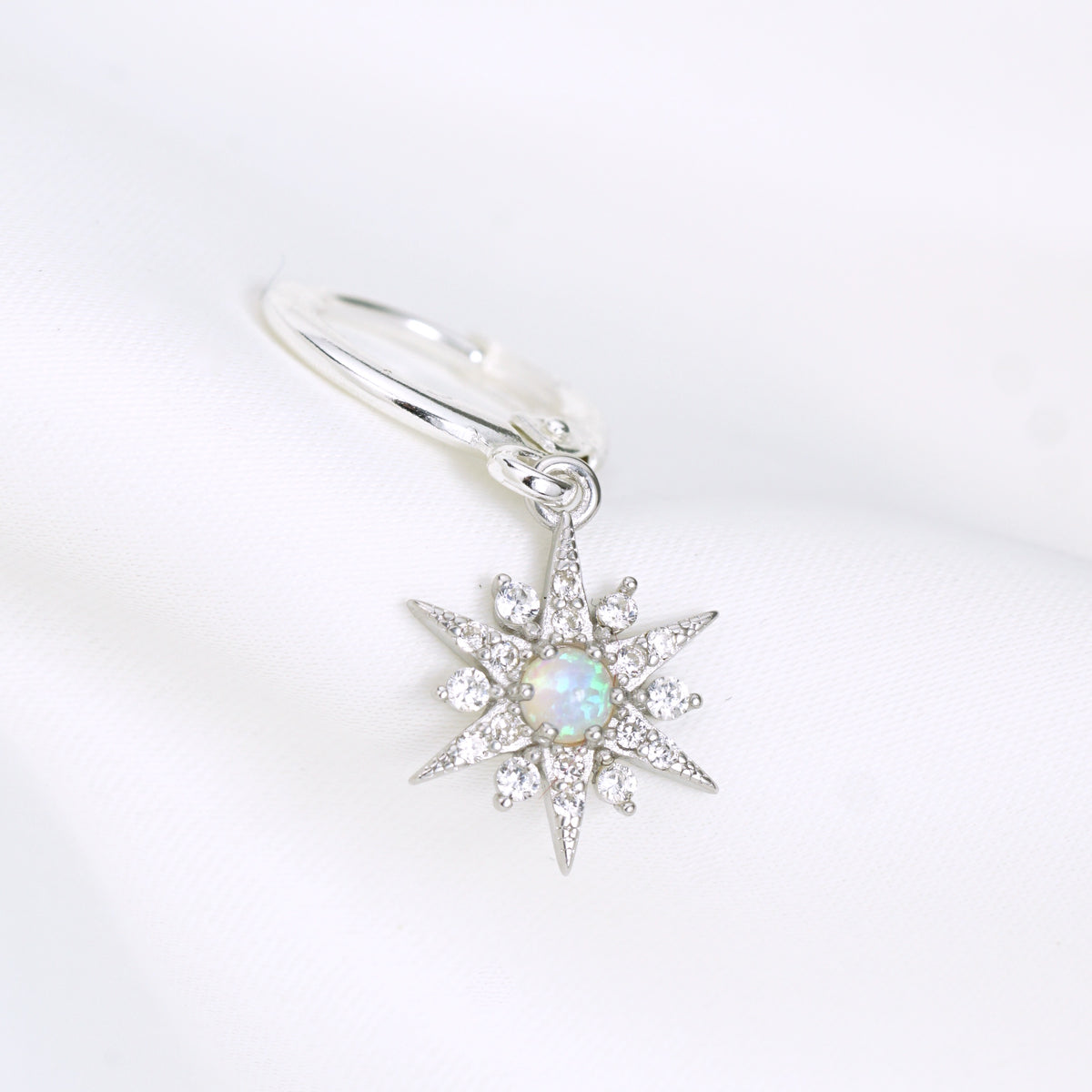 Silver Opal North Star Earring