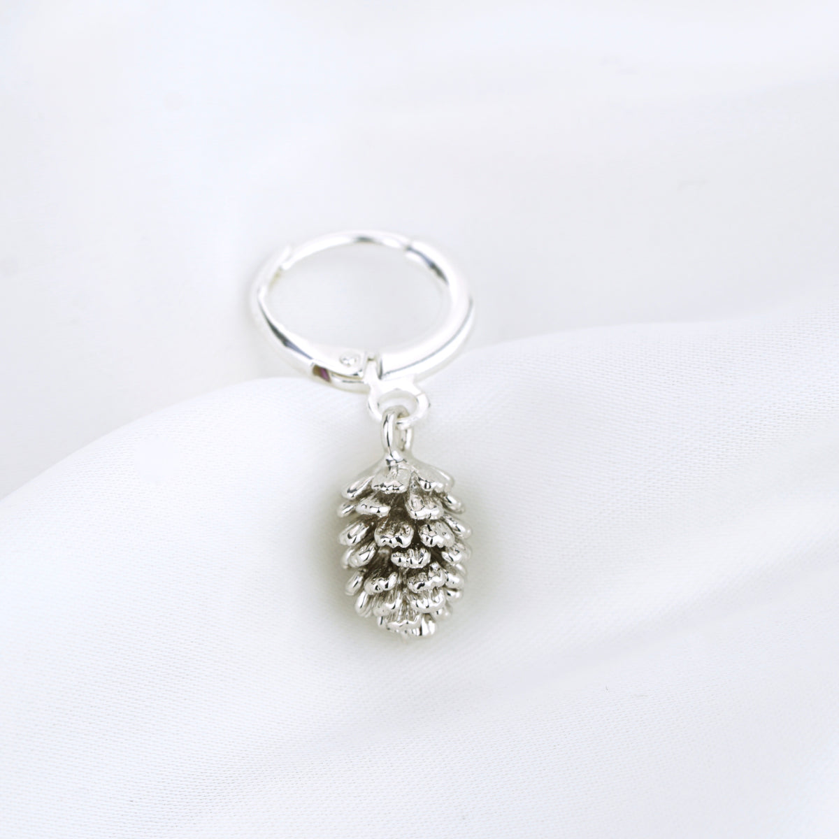 Silver Pine Cone Earring