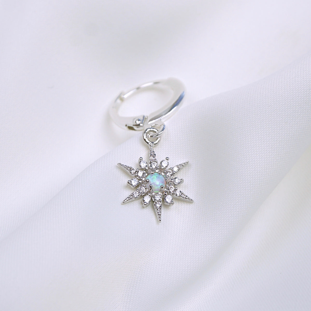 Silver Opal North Star Earring