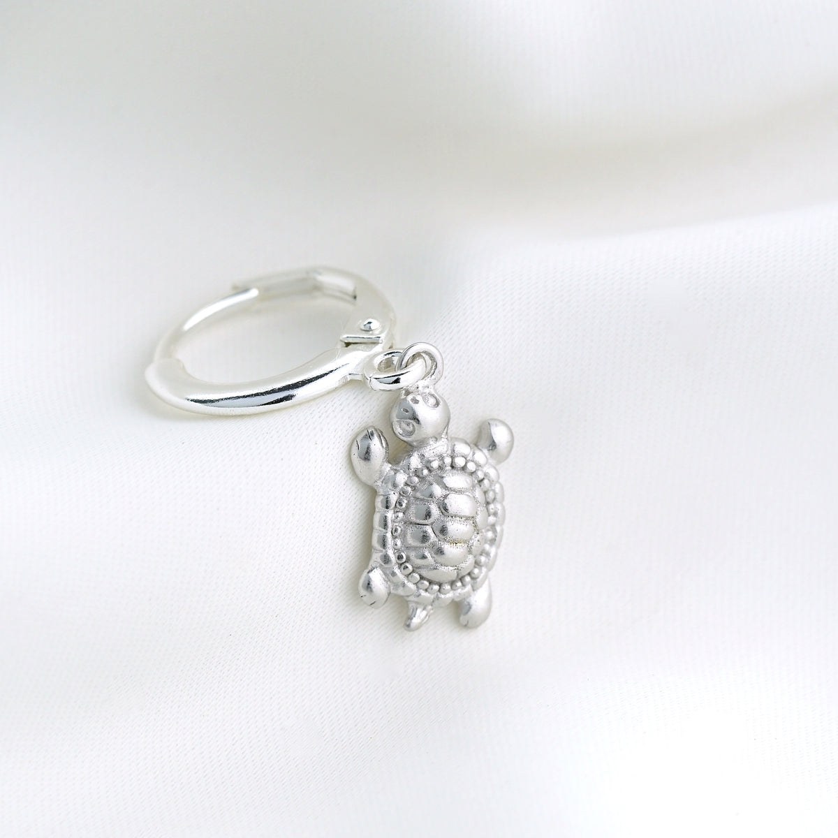 Small Silver Turtle Earring