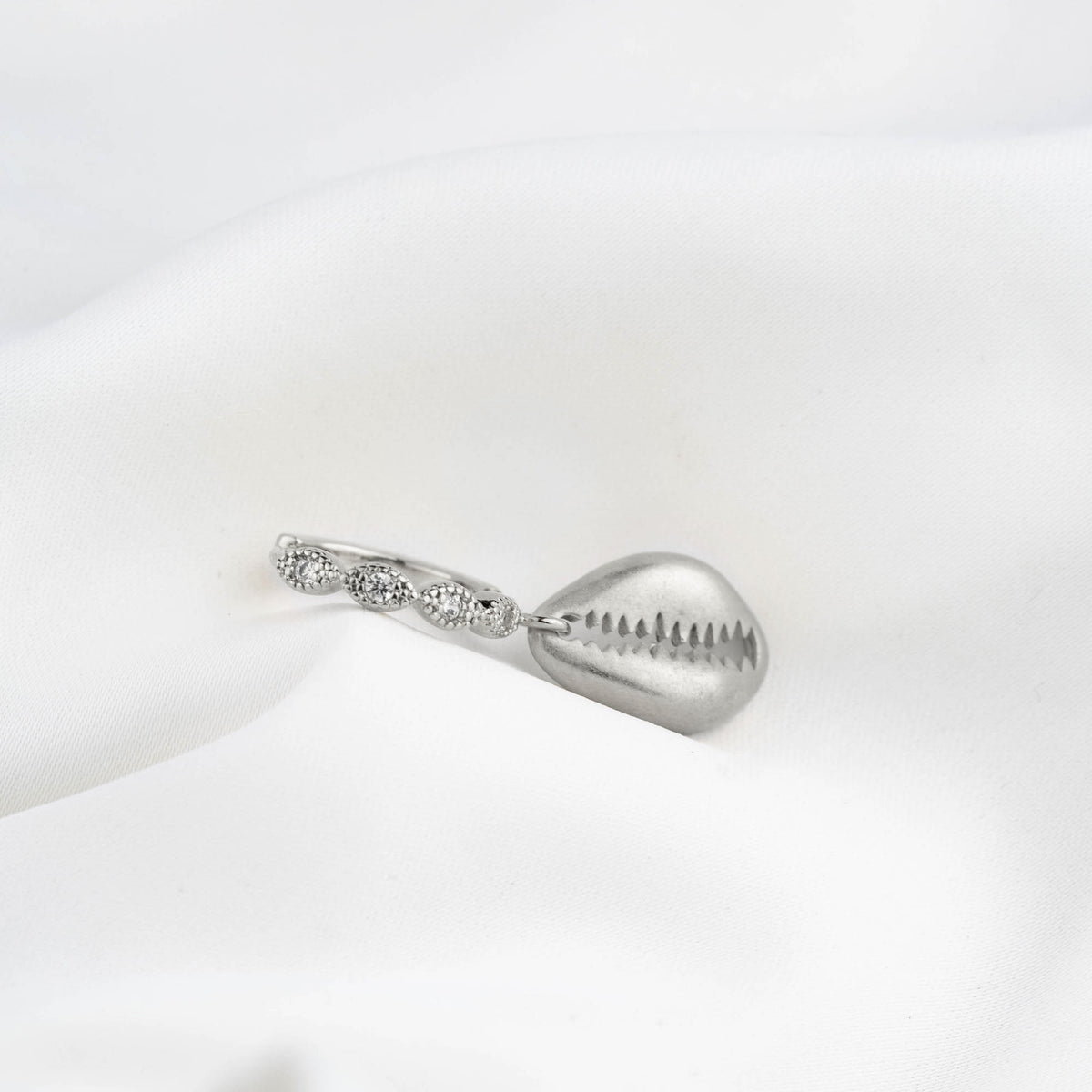 Small Silver Cowrie Earring